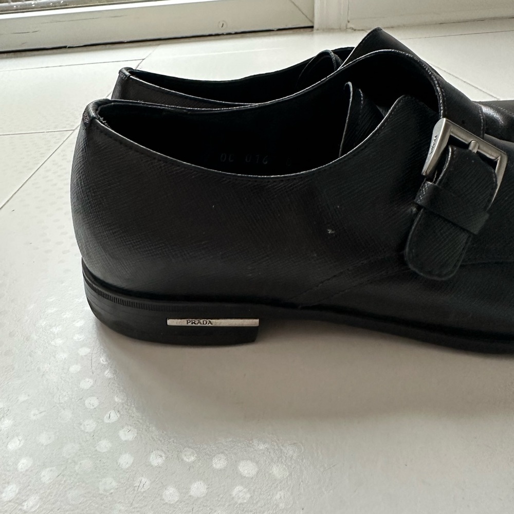 Prada Men's Black Saffiano Leather Monk Strap Loafers - Picture 10 of 14
